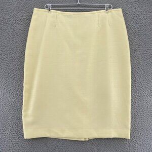 Le Suit Skirt Womens 14 Yellow Textured Knee Length Straight Career Office Work